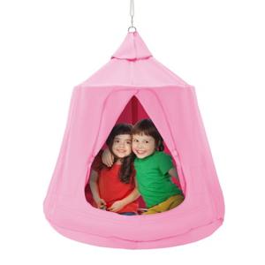 VEVOR hangende grot 150kg capaciteit hangende tent schommel binnen buiten hangmat zintuiglijke hangstoel met LED-lichtslingers plafondschommel hangende tent voor kinderen volwassenen roze