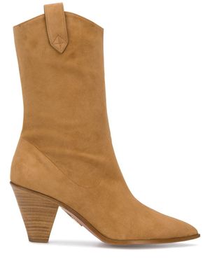 Aquazzura bottines en cuir à talon en bois - Tons neutres