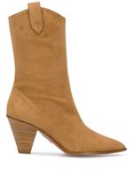 Aquazzura bottines en cuir à talon en bois - Tons neutres