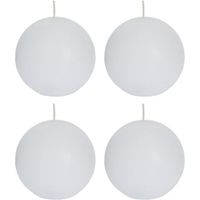 4x Witte rustieke bolkaarsen 8 cm 24 branduren