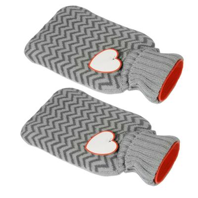 Warmwaterkruik - 2x - 0,75L - grijs - met hartje - bedkruik - kruik Warmwaterkruik - 2x - 0,75L - grijs - met hartje - bedkruik - kruik