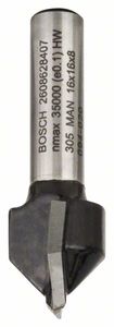 Bosch Accessoires V-groeffrezen 8 mm, D1 16 mm, L 16 mm, G 45 mm, 90° 1st - 2608628407