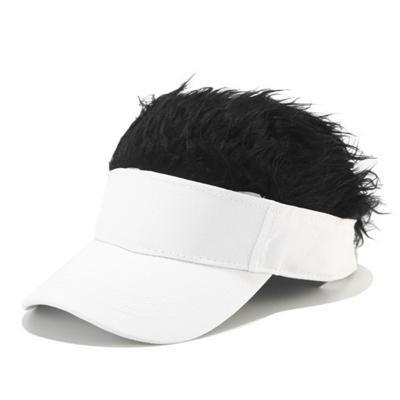 Unisex Fashion outdoor zonnescherm Baseballpet met pruik grootte: One size (volwassen wit zwarte pruik)