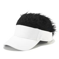 Unisex Fashion outdoor zonnescherm Baseballpet met pruik grootte: One size (volwassen wit zwarte pruik)