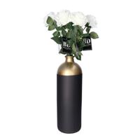 Kunstbloem Roos Dijon - 8x - 64 cm - wit - zijde kunstbloemen - Boeket - stelen - rozen