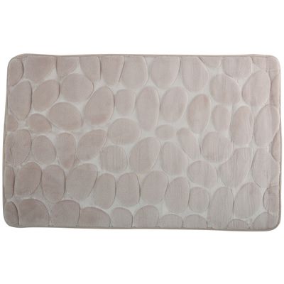 Badkamerkleedje/badmat tapijt - kiezel motief - vloermat - beige - 50 x 80 cm - laagpolig