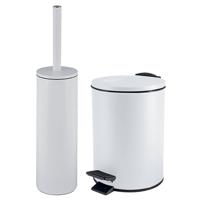 Spirella Badkamer/toilet accessoires set - toiletborstel en pedaalemmer - 3L - metaal - ivoor wit - Badkameraccessoirese - thumbnail