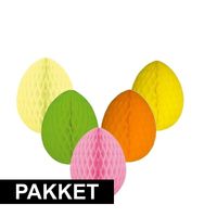 5 decoratie paaseieren pakket vrolijke kleuren 20 cm - thumbnail