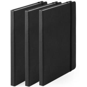 Notitieboekje - 3x - met elastiek - A5 - zwart - 100 paginas - opschrijfboekjes - lue schriften