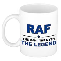 Raf cadeau mok - man myth legend - naam koffiemok / beker - wit en blauw - 300 ml
