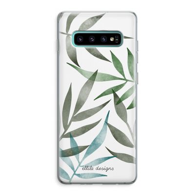 Tropical watercolor leaves: Samsung Galaxy S10 Plus Transparant Hoesje