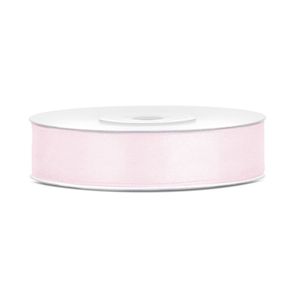 1x Poeder roze satijnlint rollen 1,2 cm x 25 meter cadeaulint verpakkingsmateriaal   -