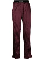 TOM FORD pantalon satiné à taille à logo - Rouge