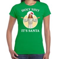 Groen Kerstshirt / Kerstkleding Holy shit its Santa voor dames 2XL  -
