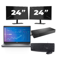 Dell Precision 3571 - Intel Core i5-12e Generatie - 15 inch - 16GB RAM - 256GB SSD - Windows 11 Home + 2x 24 inch Monitor