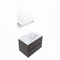 MONDIAZ VICA-DLUX 70cm badmeubel onderkast Dark grey 2 lades. Inbouw wastafel CLOUD midden zonder kraangat, kleur Glace, en spiegel model SPOT - thumbnail