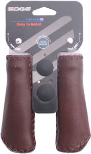 Edge De leather grip - ergonomisch lederen handvatset - 135mm - donkerbruin