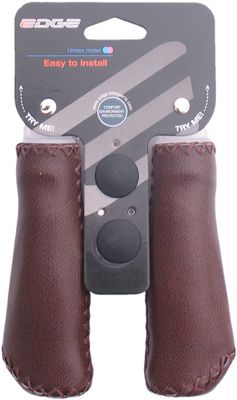 Edge De leather grip - ergonomisch lederen handvatset - 135mm - donkerbruin