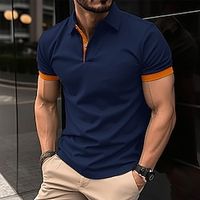 Voor heren POLO Shirt Golfshirt Casual Feestdagen Revers Klassiek Korte mouw Modieus Basic Effen nappi Zomer Normale pasvorm Zwart Blozend Roze Wijn Marineblauw blauw Oranje POLO Shirt Lightinthebox