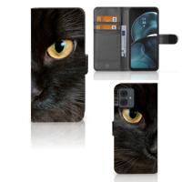 Motorola Moto G14 | Telefoonhoesje | Met pasjeshouder | Zwarte Kat