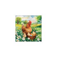 Servetten 33cm Easter chicks in meadow
