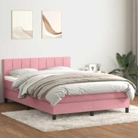Boxspring met matras fluweel roze 140x210 cm