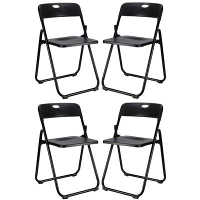 Klapstoel voor buiten/binnen - 4x - zwart - 47 x 73 cm - stevig kunststof - Bijzet stoelen - Vouwsto