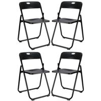 Klapstoel voor buiten/binnen - 4x - zwart - 47 x 73 cm - stevig kunststof - Bijzet stoelen - Vouwsto Klapstoel voor buiten/binnen - 4x - zwart - 47 x 73 cm - stevig kunststof - Bijzet stoelen - Vouwsto