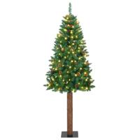 VidaXL Slanke kerstboom groen 180 cm pvc en massief dennenhout