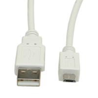 VALUE USB 2.0 Kabel, USB A Male - Micro USB B Male, wit, 0,8 m