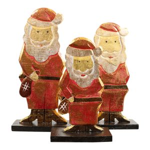 Houten Kerstmannen Rood (Set van 3)