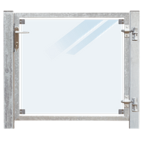 Glazen Tuinpoort Gehard Gelaagd Mat Glas 99 x 91 CM + 16 CM Stalen Palen Voor In Beton - Rechts Opgehangen - thumbnail