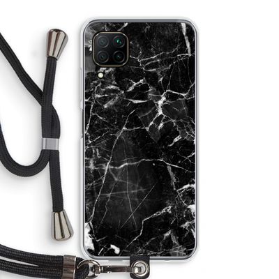 Zwart Marmer 2: Huawei P40 Lite Transparant Hoesje met koord