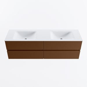 MONDIAZ VICA 160cm badmeubel onderkast Rust 4 lades. Wastafel CLOUD dubbel 2 kraangaten, kleur Talc.