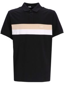 Karl Lagerfeld polo rayé à logo embossé - Noir