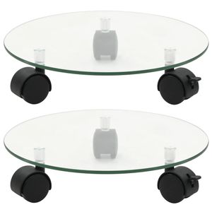 VidaXL Plantenrollers rond 28 cm gehard glas 2 st