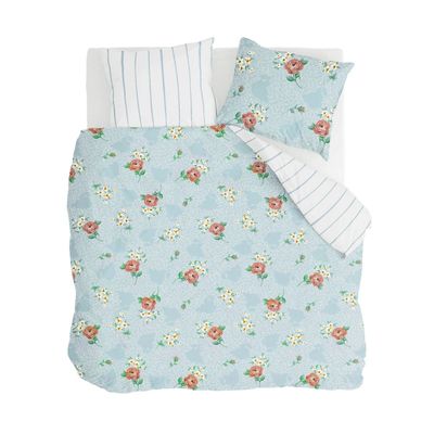 WALRA Dekbedovertrek Red Roses Blauw 200 x 220 cm WALRA Dekbedovertrek Red Roses Blauw 200 x 220 cm