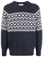 Brunello Cucinelli pull en laine mélangée - Bleu Brunello Cucinelli pull en laine mélangée - Bleu