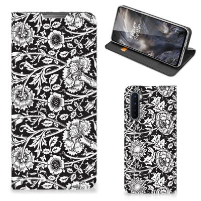 OnePlus Nord Smart Cover Black Flowers OnePlus Nord Smart Cover Black Flowers