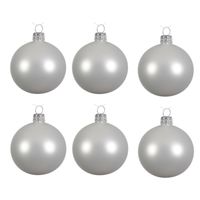 18x Winter witte glazen kerstballen 6 cm mat