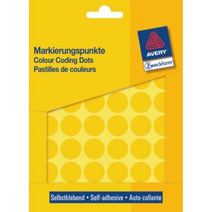 Avery Gekleurde Markeringspunten, geel, Ø 18,0 mm, permanent klevend