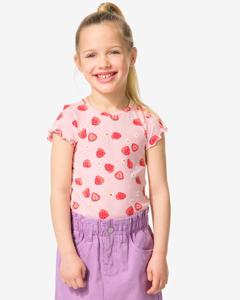 HEMA Kinder T-shirt Rib Aardbei Roze (roze)