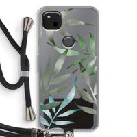 Tropical watercolor leaves: Pixel 4a Transparant Hoesje met koord