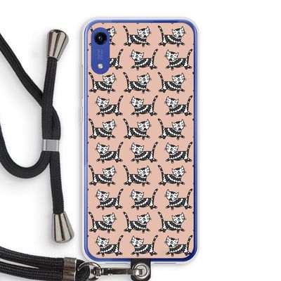 Zwarte poes: Honor Play 8A Transparant Hoesje met koord