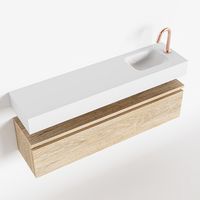 Toiletmeubel Mondiaz Andor | 120 cm | Meubelkleur Washed oak | Lex vrijhangend wastafel Talc Rechts | 1 kraangat