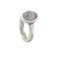 Qoss Ring Door Ovale Grijze Steen - Maat L