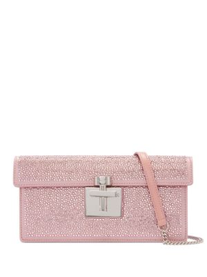 Oscar de la Renta pochette Alibi à ornements en cristal - Rose