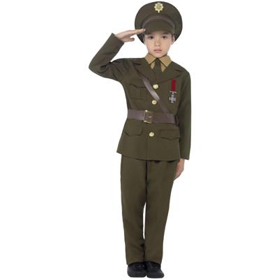 Carnaval verkleed Leger officier kostuum - voor kinderen - groen - met pet - soldaat/militair Carnaval verkleed Leger officier kostuum - voor kinderen - groen - met pet - soldaat/militair