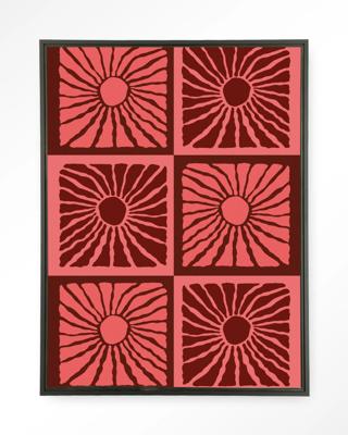 Urban Cotton Wandkleed 'Suns In Pink' 80 x 110cm in Floating Frame - black