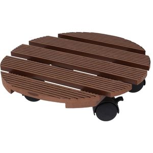 Pro Garden Plantentrolley -A hout - bruin -A rond - D29 cm - 100 kilo - Planten onderzetter